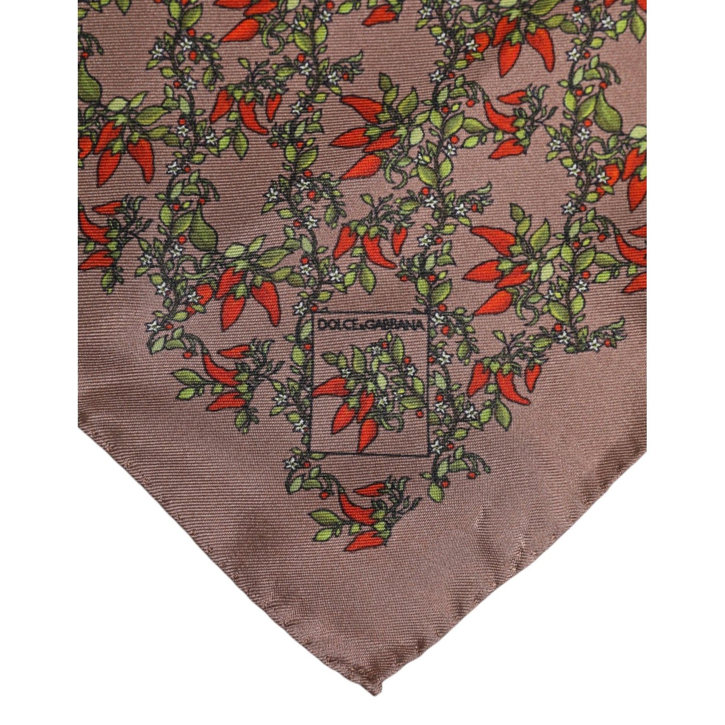 Dolce & Gabbana Brown Chili Print Silk Square Foulard Scarf MS7336