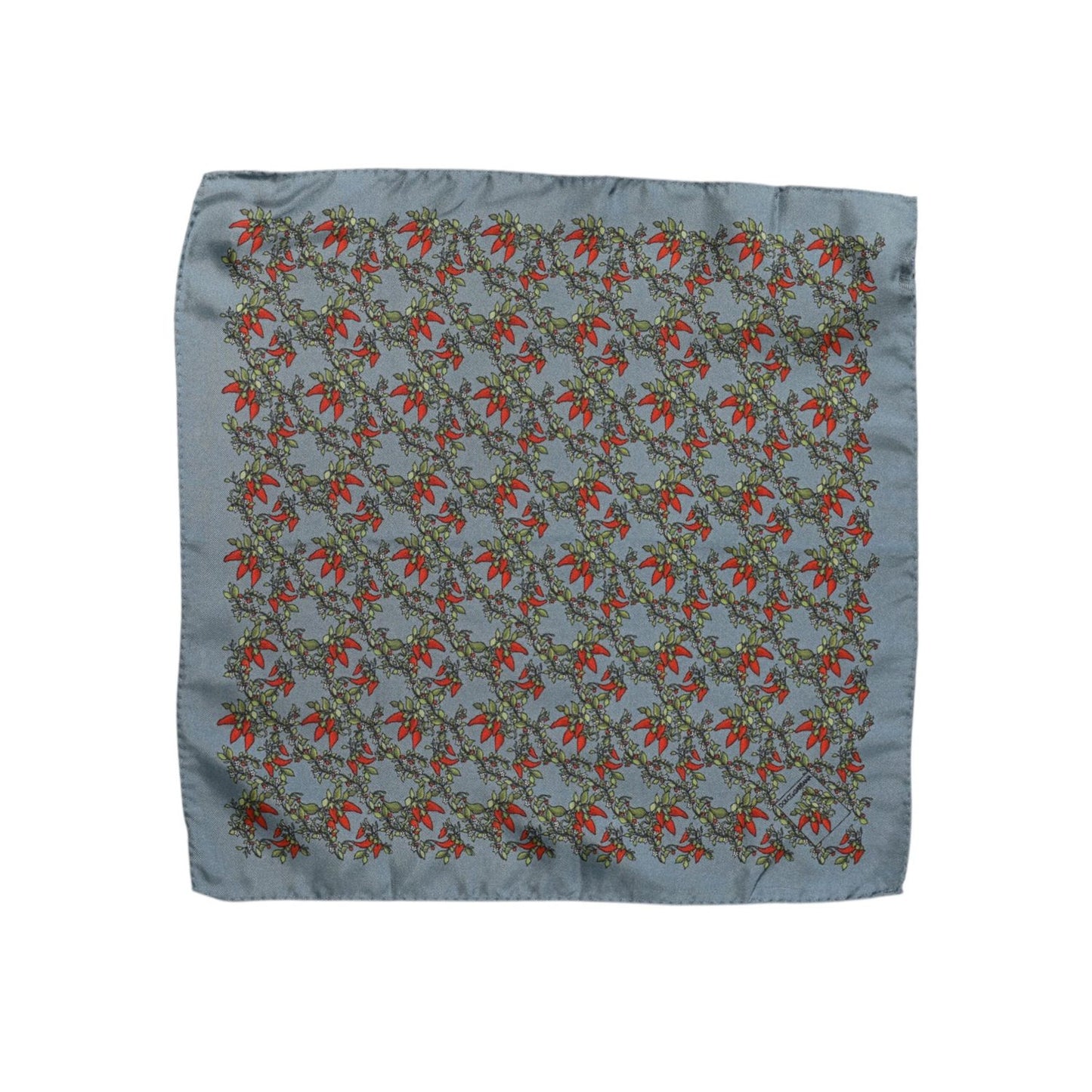 Dolce & Gabbana Gray Chilis Silk Square Men Foulard Scarf MS7340