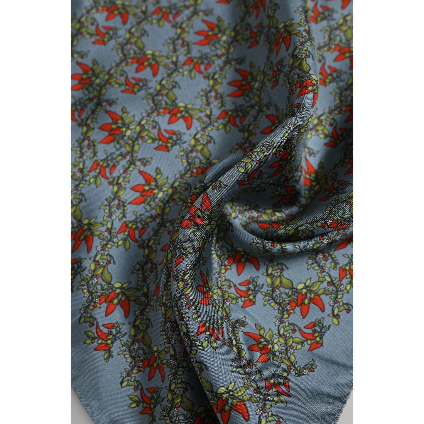 Dolce & Gabbana Gray Chilis Silk Square Men Foulard Scarf MS7340
