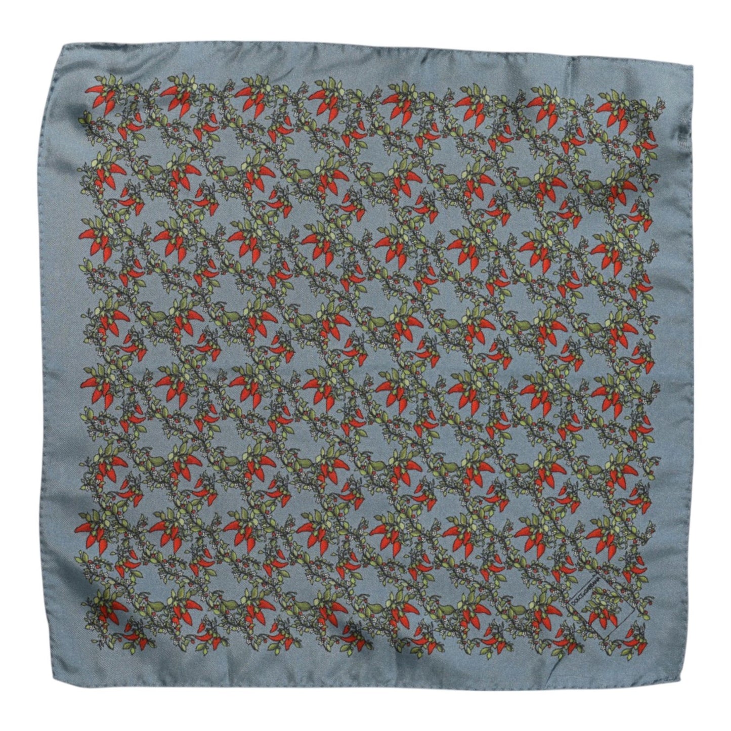Dolce & Gabbana Gray Chilis Silk Square Men Foulard Scarf MS7340