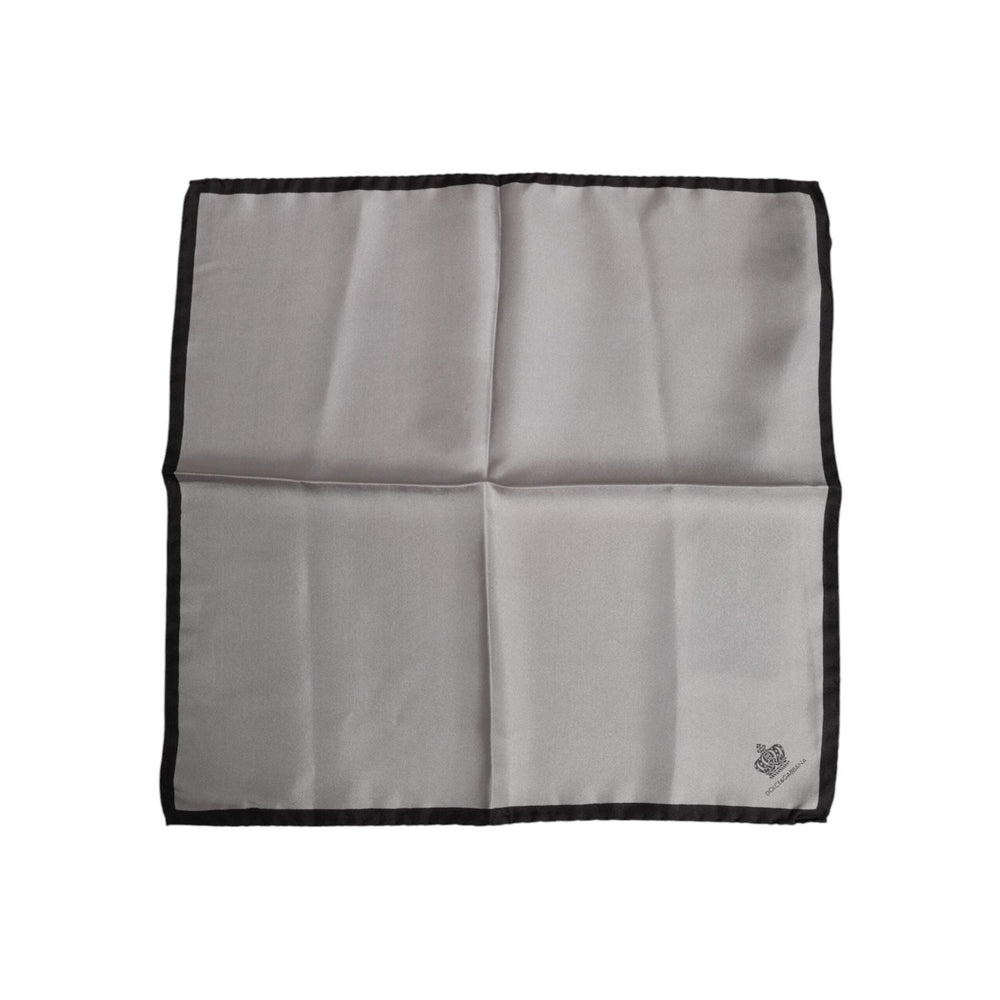 Dolce & Gabbana Gray DG Crown Silk Square Men Foulard Scarf MS7398