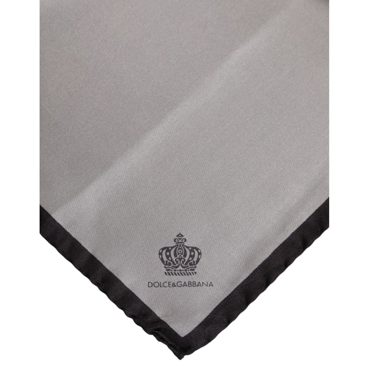 Dolce & Gabbana Gray DG Crown Silk Square Men Foulard Scarf MS7398