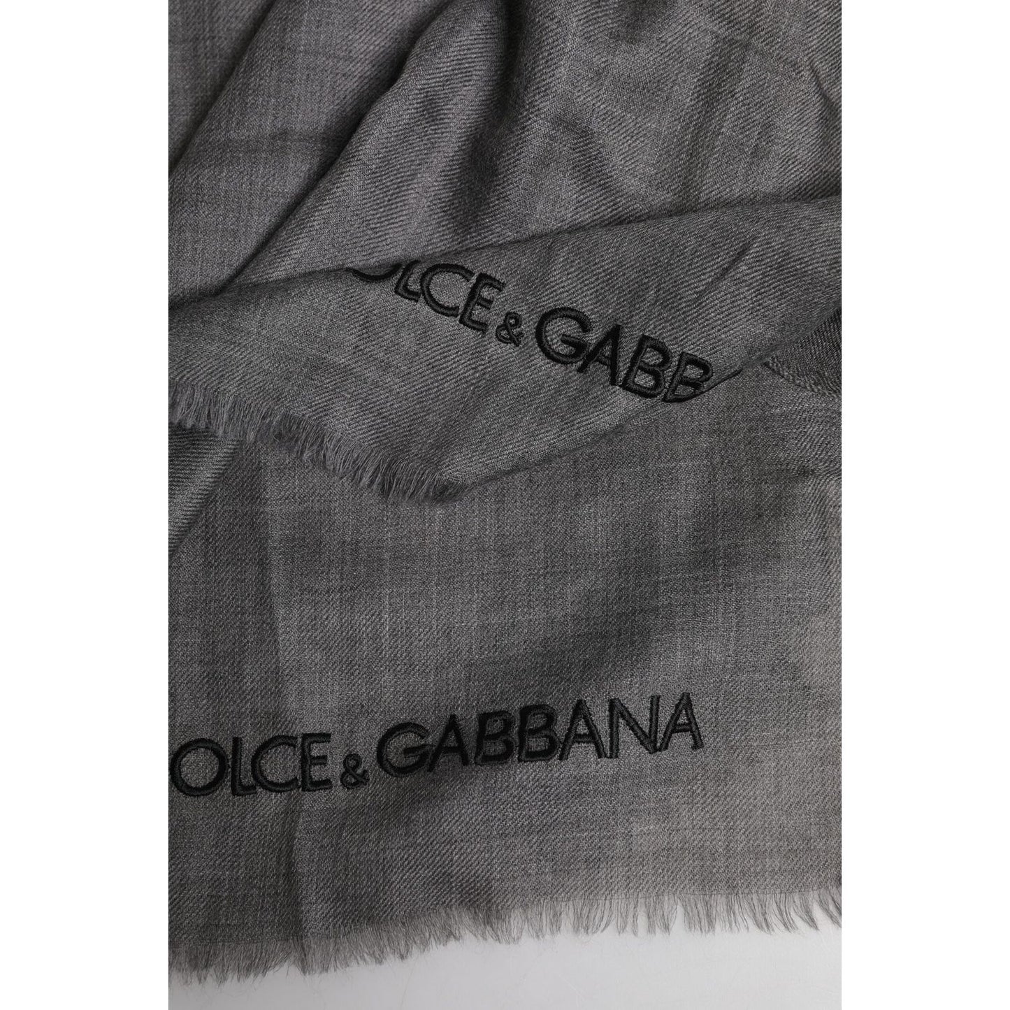 Dolce & Gabbana Gray Logo Print Neck Warmer Wrap Shawl Scarf MS7457