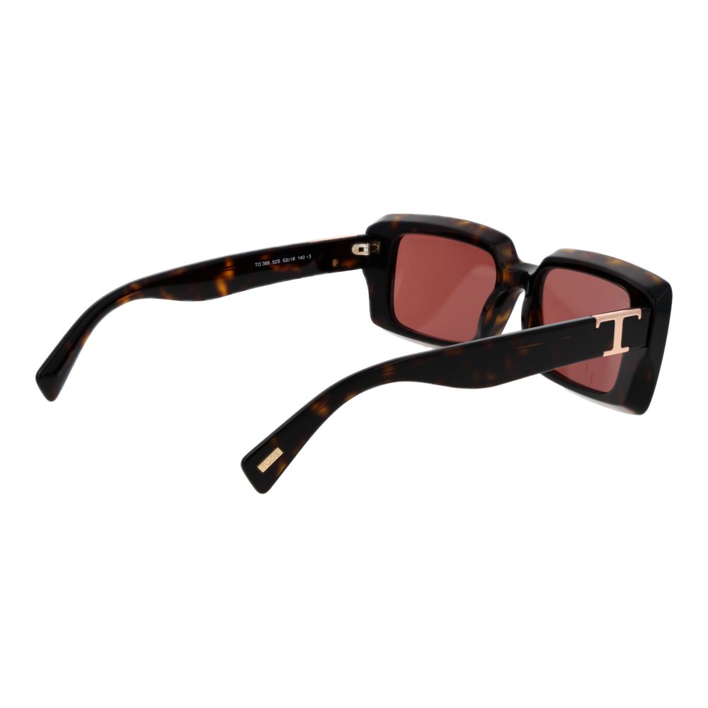 Tod's Brown Acetate Sunglasses with Rectangle Full-Rim Frame and Rose Lenses for Women