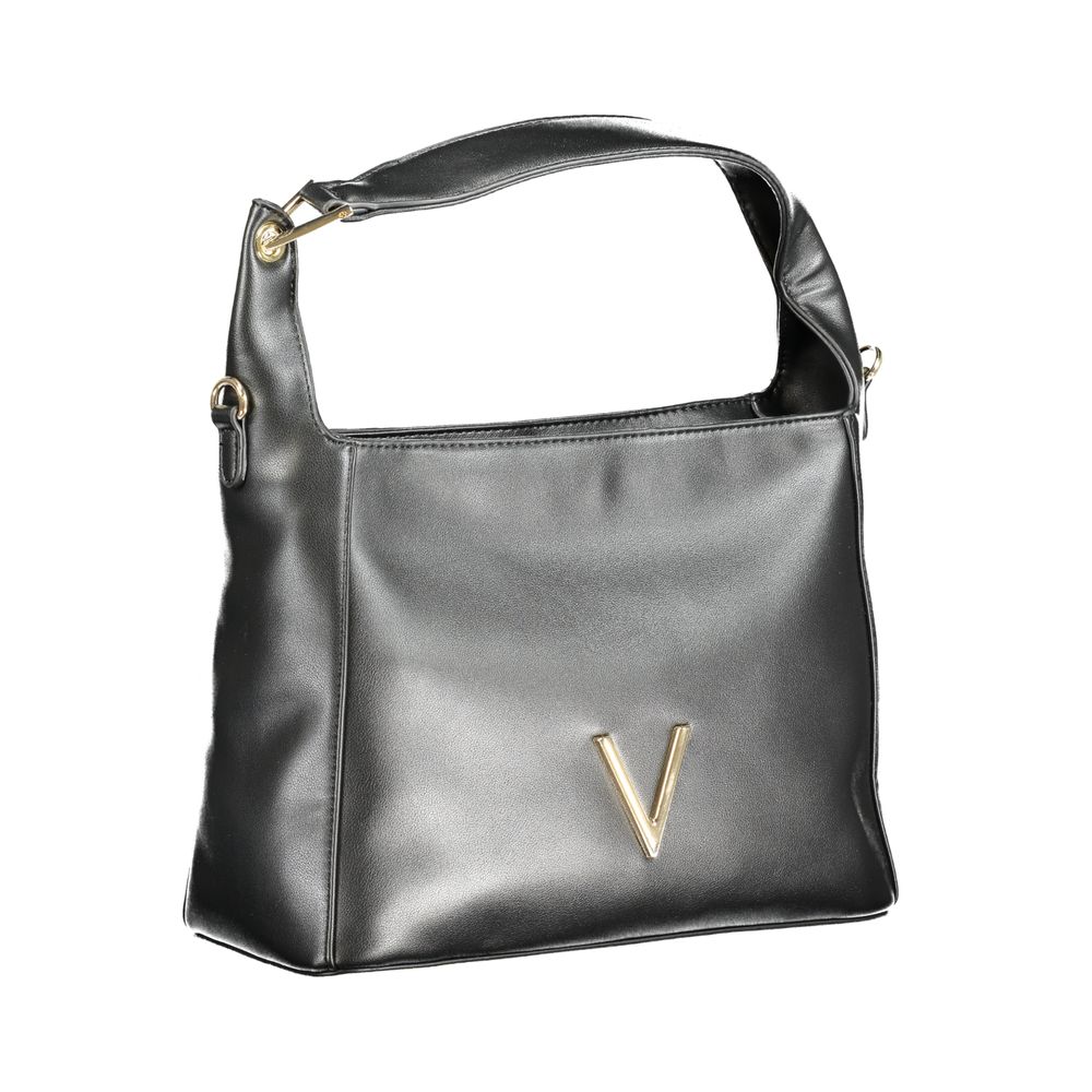 Mario Valentino Black Polyethylene Handbag with shoulder handle, adjustable strap, internal pocket, and zip closure.