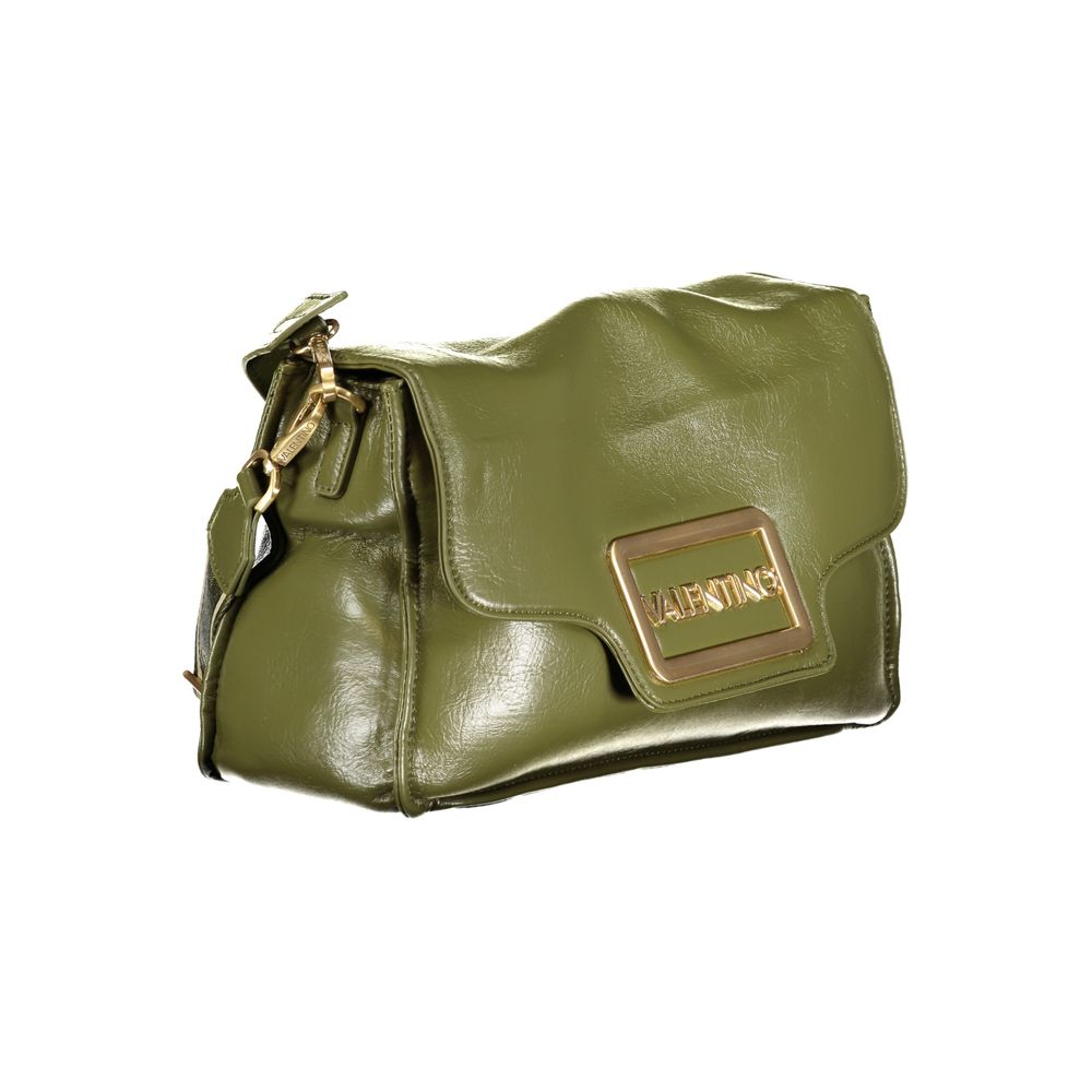 Mario Valentino Green Polyethylene Handbag with removable handle, adjustable strap, multiple pockets, and logo detail.