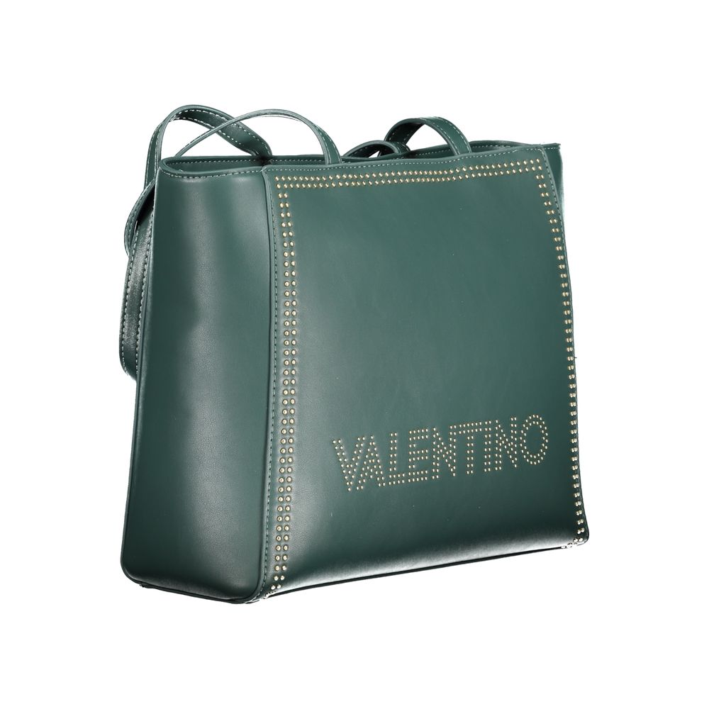 Mario Valentino Green Polyethylene Handbag with logo and contrasting details, featuring two handles and zip closure.