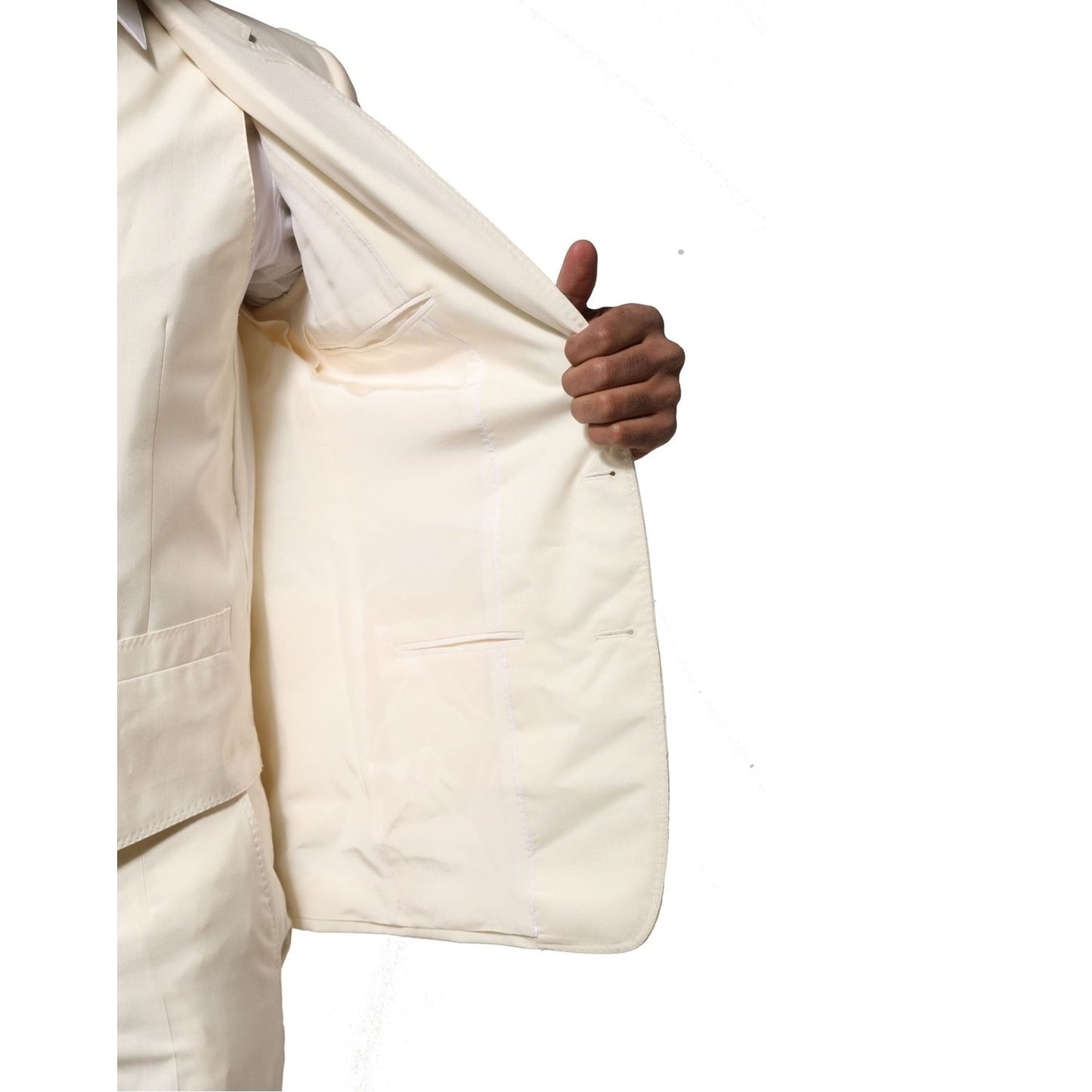 Dolce & Gabbana Ivory Wool 3 Piece Single Breasted Suit KOS1894-44
