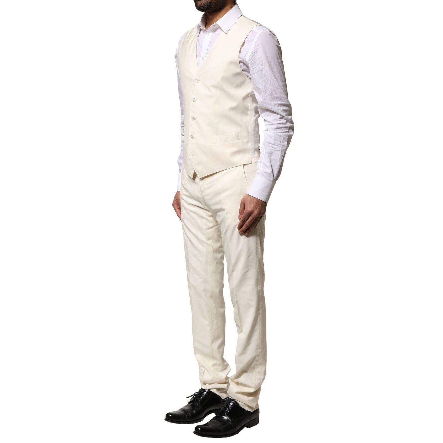 Dolce & Gabbana Ivory Wool 3 Piece Single Breasted Suit KOS1894-44