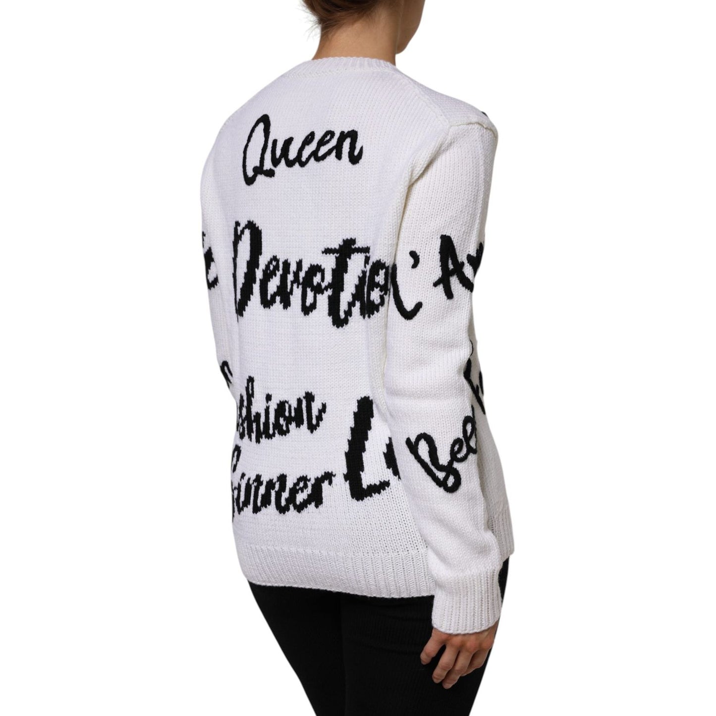 Dolce & Gabbana White Wool Knit Crew Neck Pullover Sweater TSH87545-42