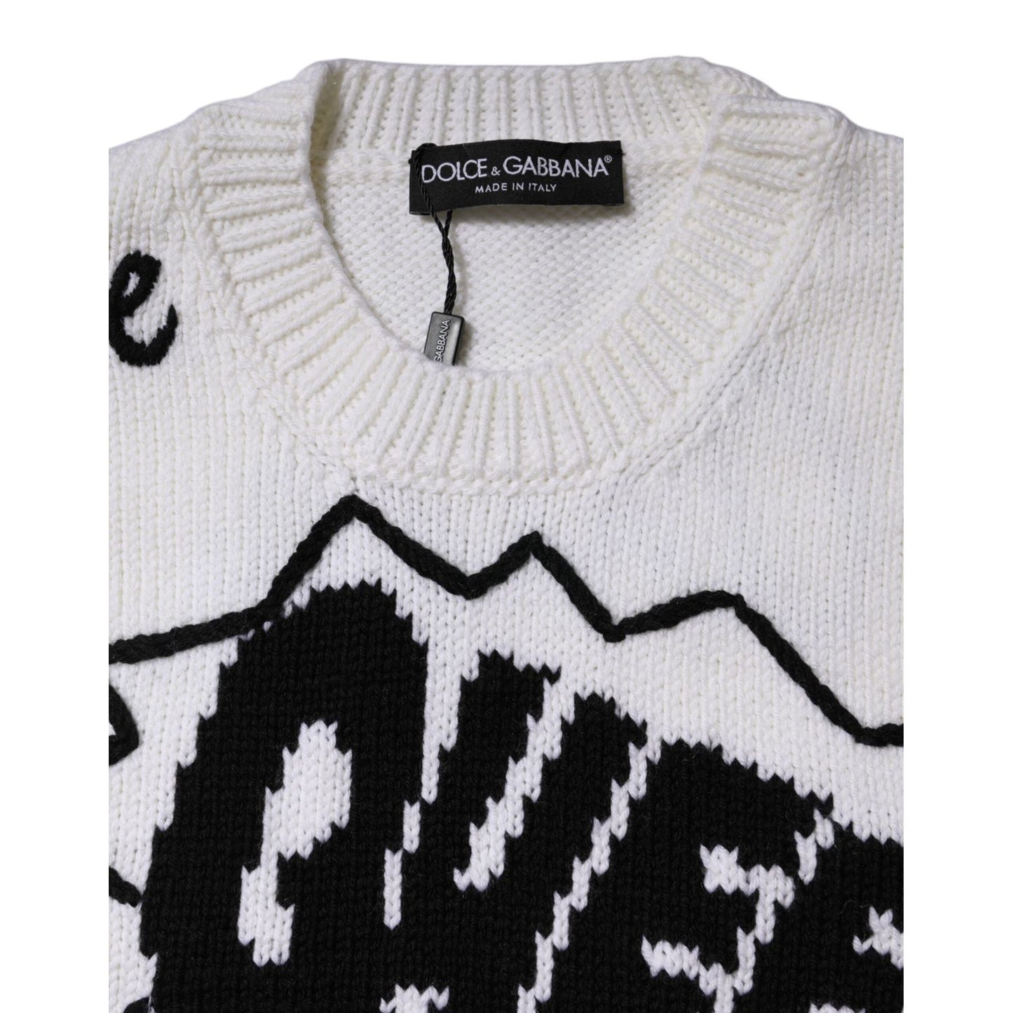 Dolce & Gabbana White Wool Knit Crew Neck Pullover Sweater TSH87545-42