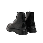 Dolce & Gabbana Black Leather Logo Ankle Boots Lace Up Shoes MV7391-42