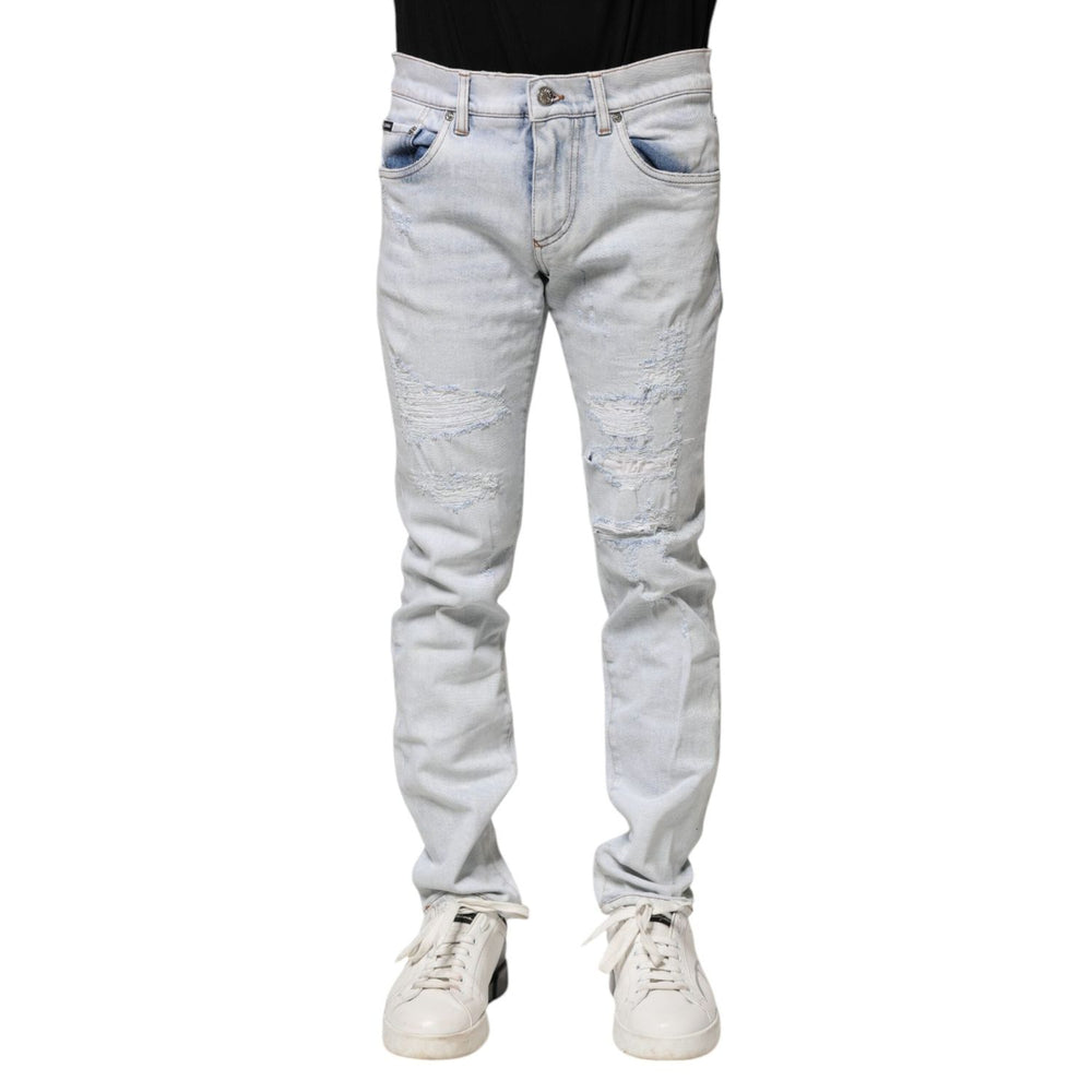 Dolce & Gabbana Light Blue Tattered Skinny Denim Jeans PAN75211-44