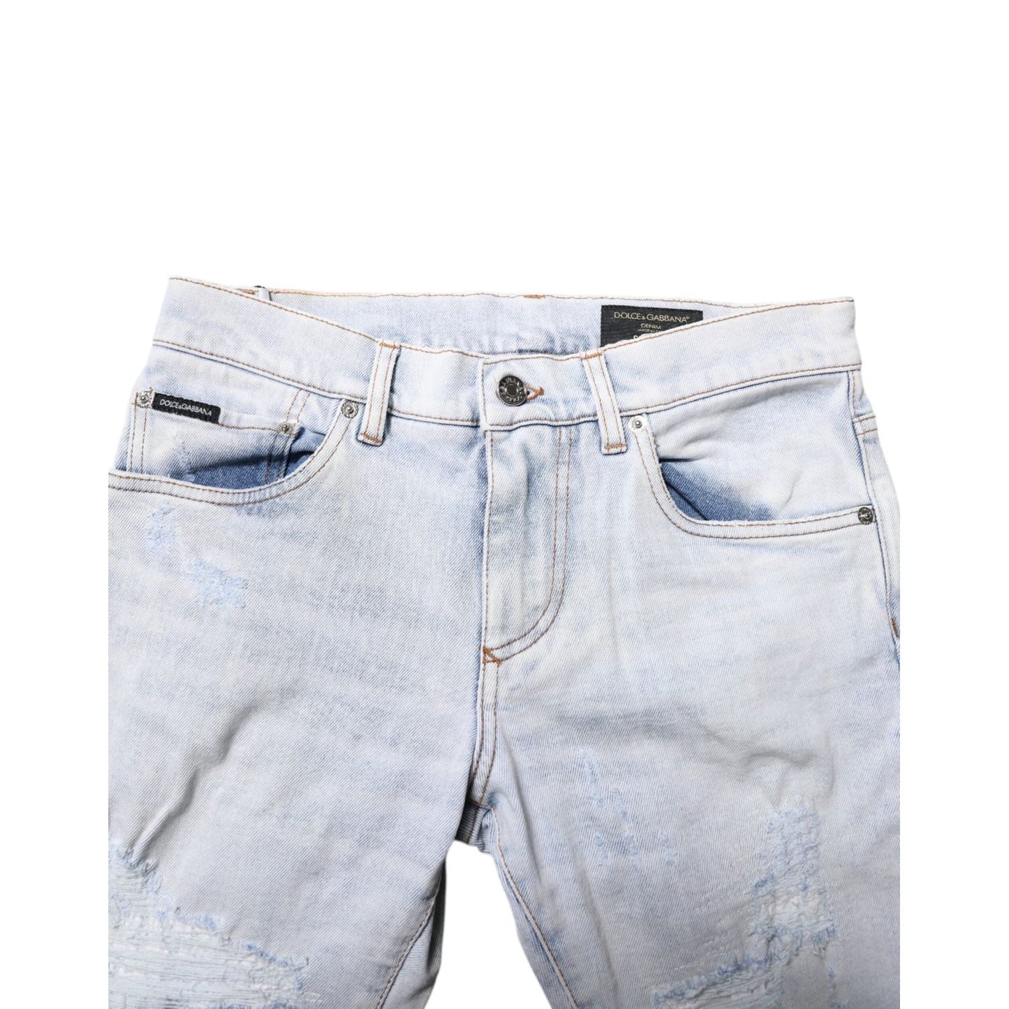 Dolce & Gabbana Light Blue Tattered Skinny Denim Jeans PAN75211-44