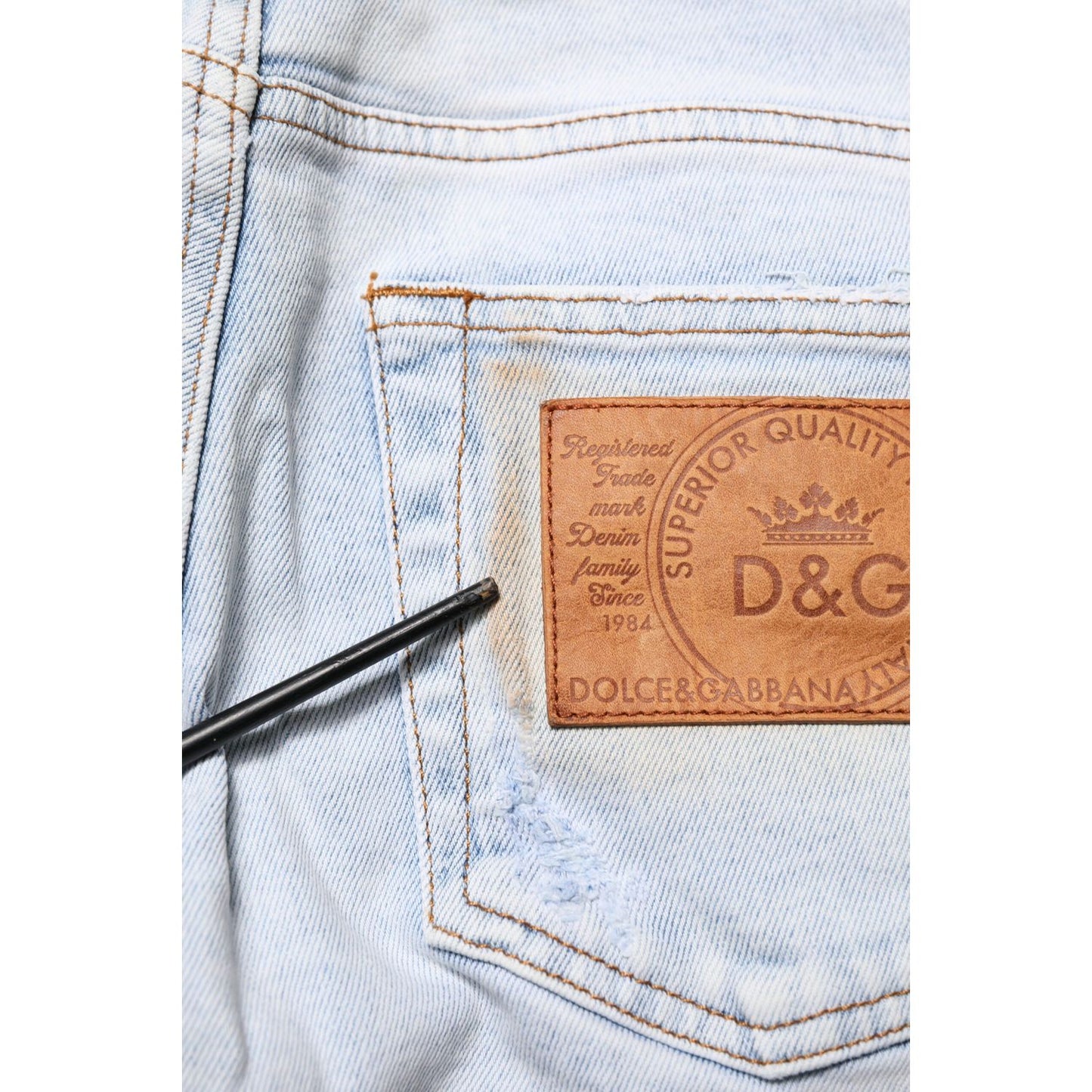 Dolce & Gabbana Light Blue Tattered Skinny Denim Jeans PAN75211-44