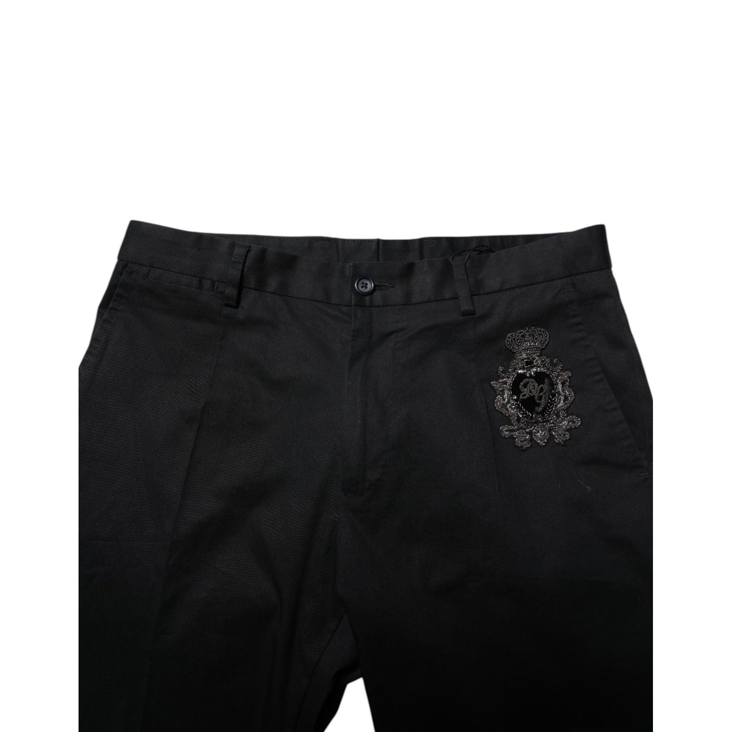 Dolce & Gabbana Dark Blue Logo Cotton Dress Pants PAN75808-44