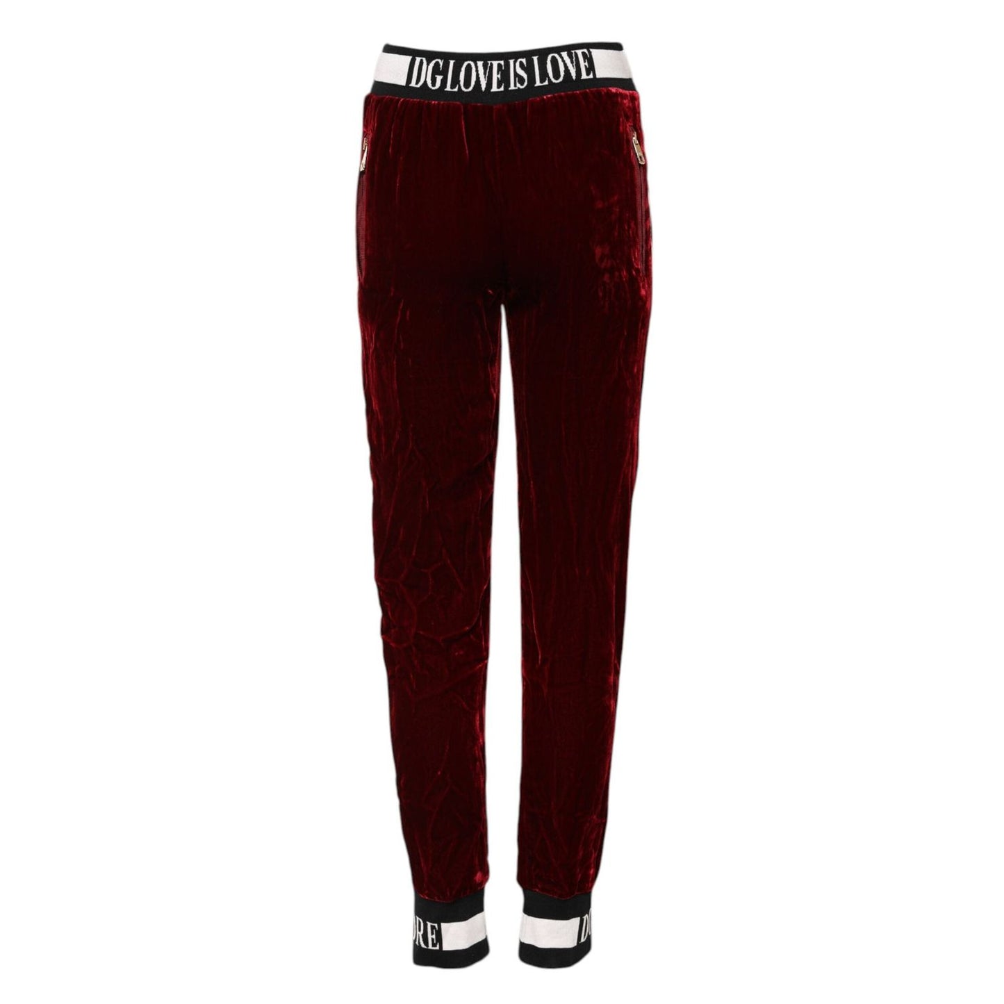 Dolce & Gabbana Red Viscose DG Logo Mid Waist Pants PAN74778-38