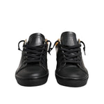 Leather Crown Black Gold Lace Up Low Top Women Sneakers Shoes LA12556-37
