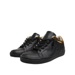 Leather Crown Black Gold Lace Up Low Top Women Sneakers Shoes LA12556-37