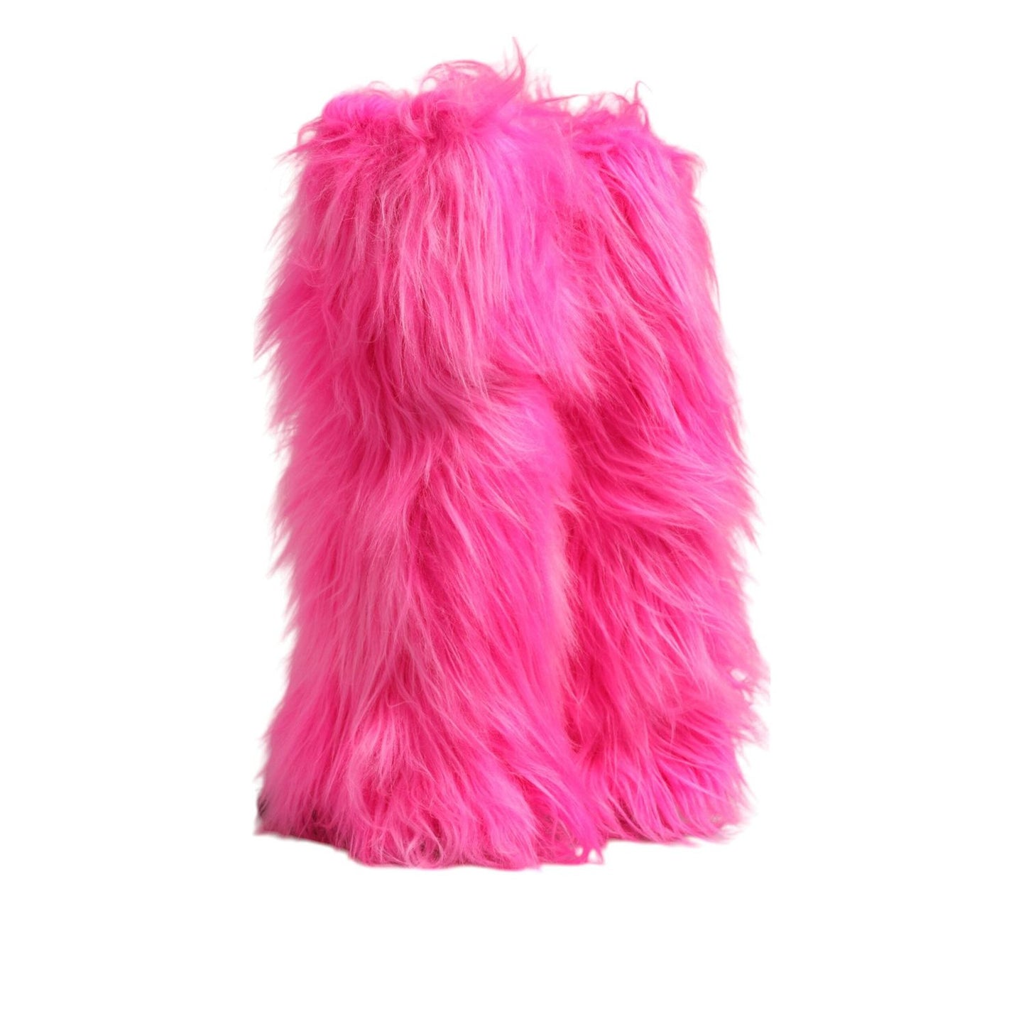 Dolce & Gabbana Pink Faux Fur Leather High Heels Boots Shoes MV7504-38
