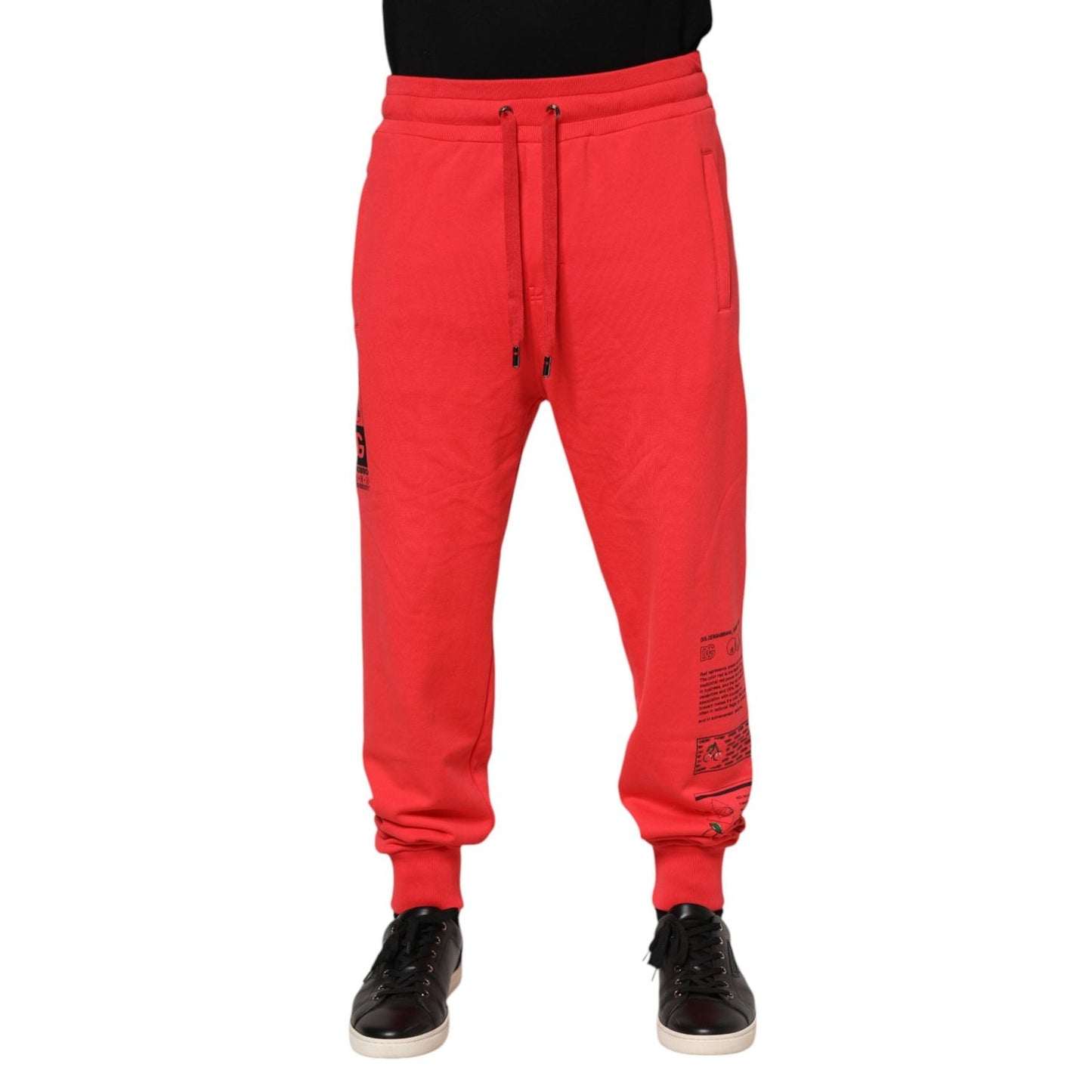Dolce & Gabbana Red Cotton Men Jogger Sweatpants Pants PAN76238-48