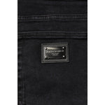 Dolce & Gabbana Black Cotton Logo Plaque Denim Jeans