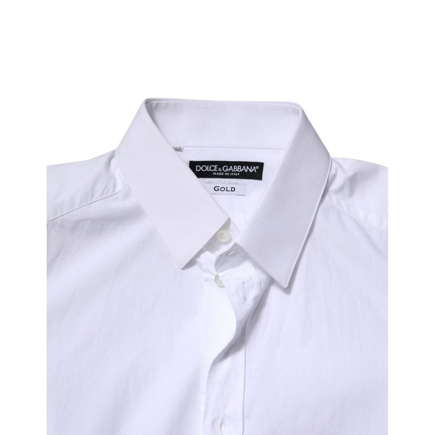 Dolce & Gabbana White Cotton GOLD Long Sleeves Formal Shirt TSH90575-38
