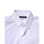 Dolce & Gabbana White Cotton GOLD Long Sleeves Formal Shirt TSH90575-38