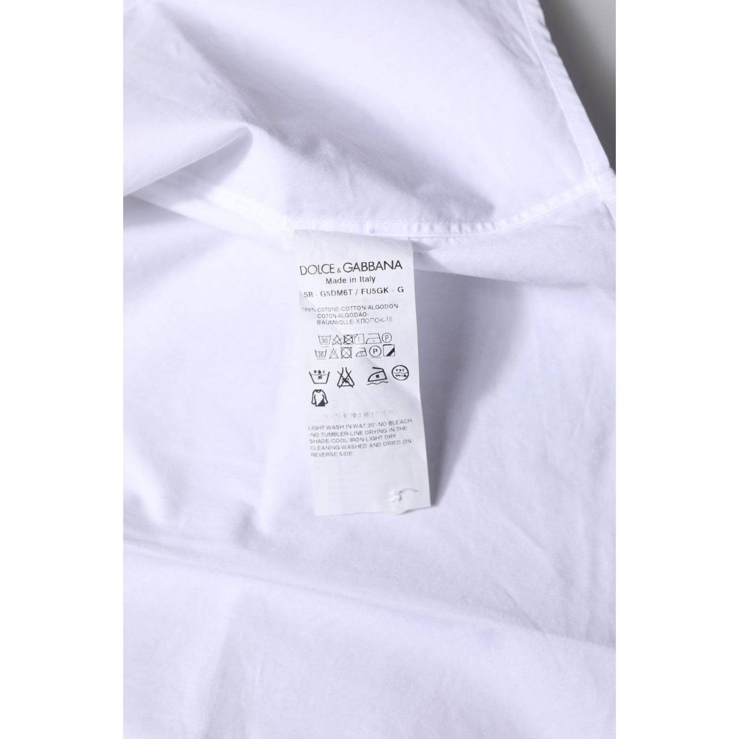 Dolce & Gabbana White Cotton GOLD Long Sleeves Formal Shirt TSH90575-38
