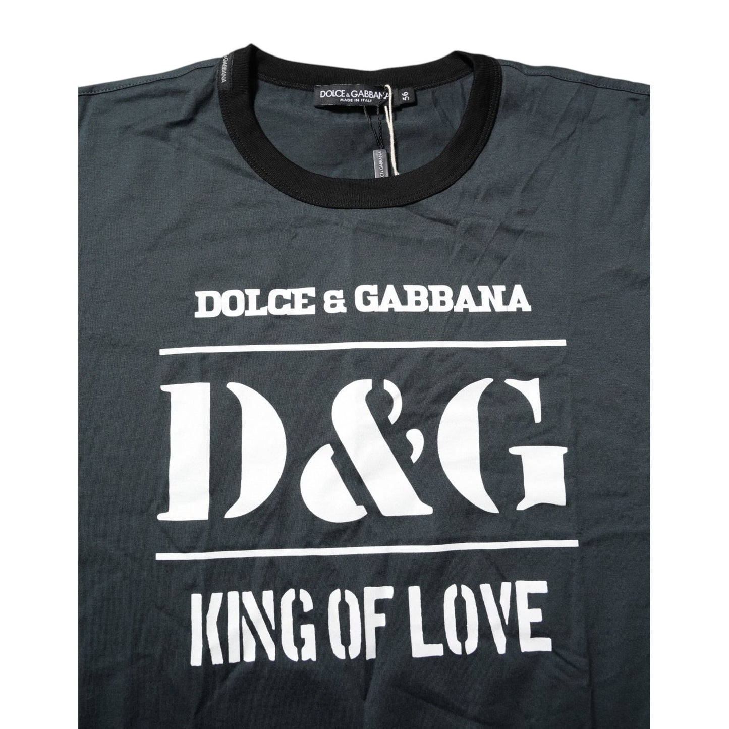 Dolce & Gabbana Black Cotton Printed Short Sleeves T-shirt