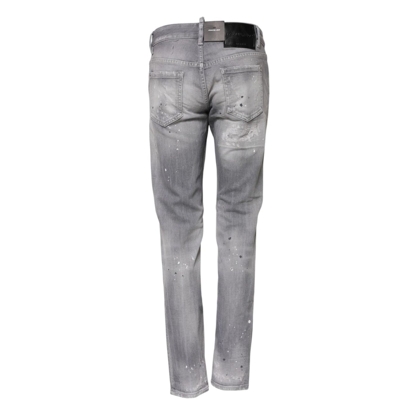 Dsquared² Gray Washed Mid Waist Tapered Denim Jeans PAN74483-38