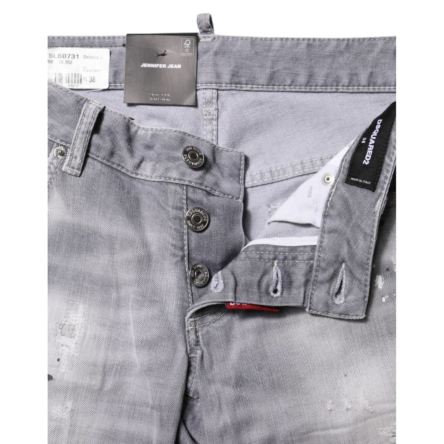 Dsquared² Gray Washed Mid Waist Tapered Denim Jeans PAN74483-38
