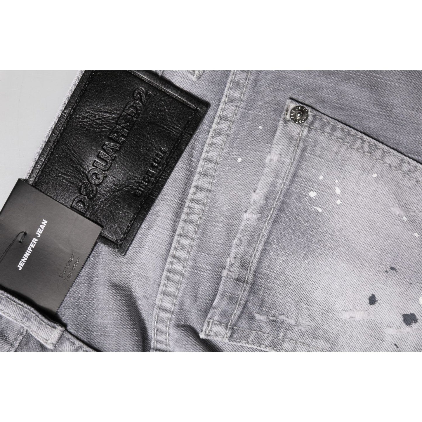 Dsquared² Gray Washed Mid Waist Tapered Denim Jeans PAN74483-38