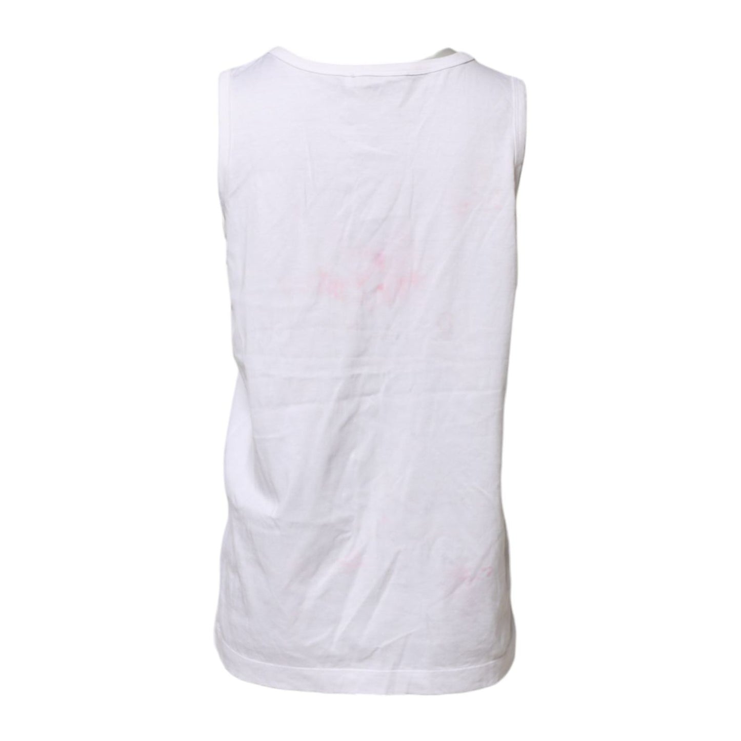 Dolce & Gabbana White Cotton Printed Sleeveless Round Neck Top TSH90701-38