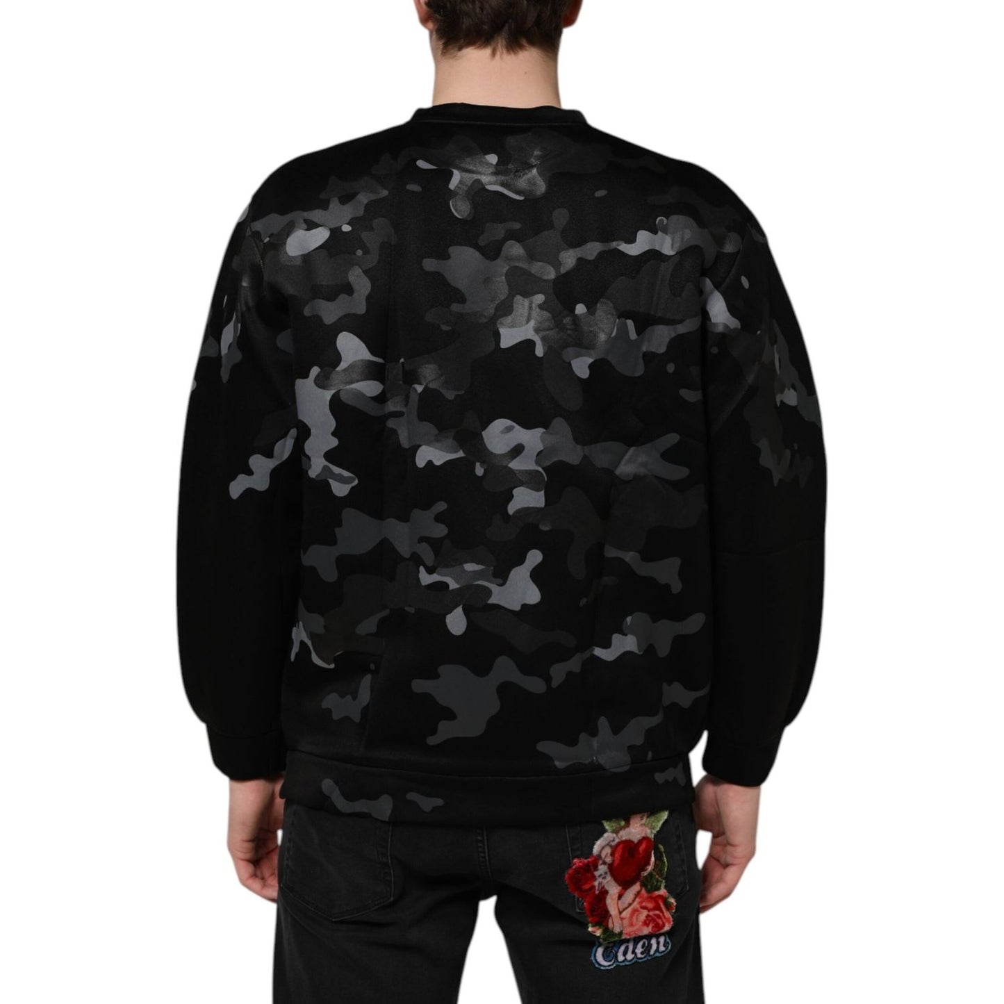 Dolce & Gabbana Black Camouflage Pullover Sweatshirt Sweater TSH906977-44