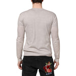 John Galliano Beige Printed Logo Roundneck Long Sleeves Men Sweater TSH90700-L
