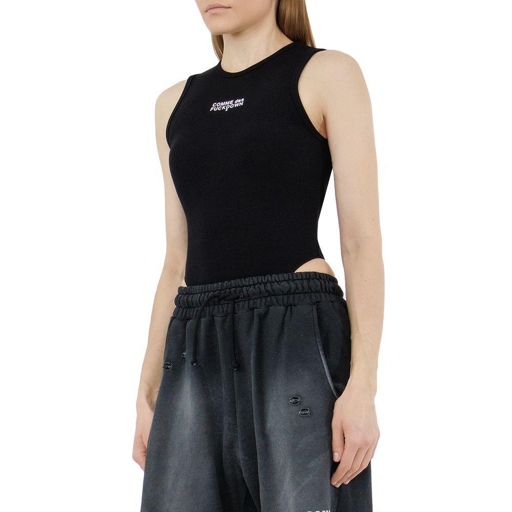 Comme Des Fuckdown Black Cotton Tops & T-Shirt CO-15707-IT36|XXS