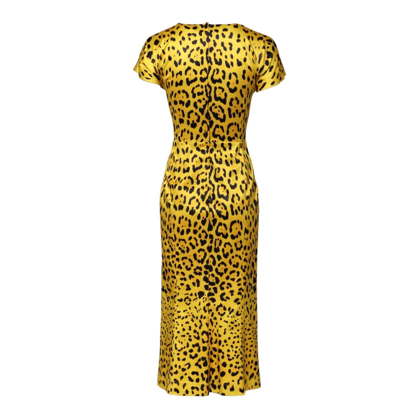 Dolce & Gabbana Yellow Polyester Leopard Midi Sheath Dress DR81529-38