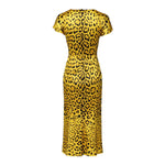 Dolce & Gabbana Yellow Polyester Leopard Midi Sheath Dress DR81529-38