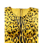 Dolce & Gabbana Yellow Polyester Leopard Midi Sheath Dress DR81529-38