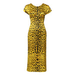 Dolce & Gabbana Yellow Polyester Leopard Midi Sheath Dress DR81529-38