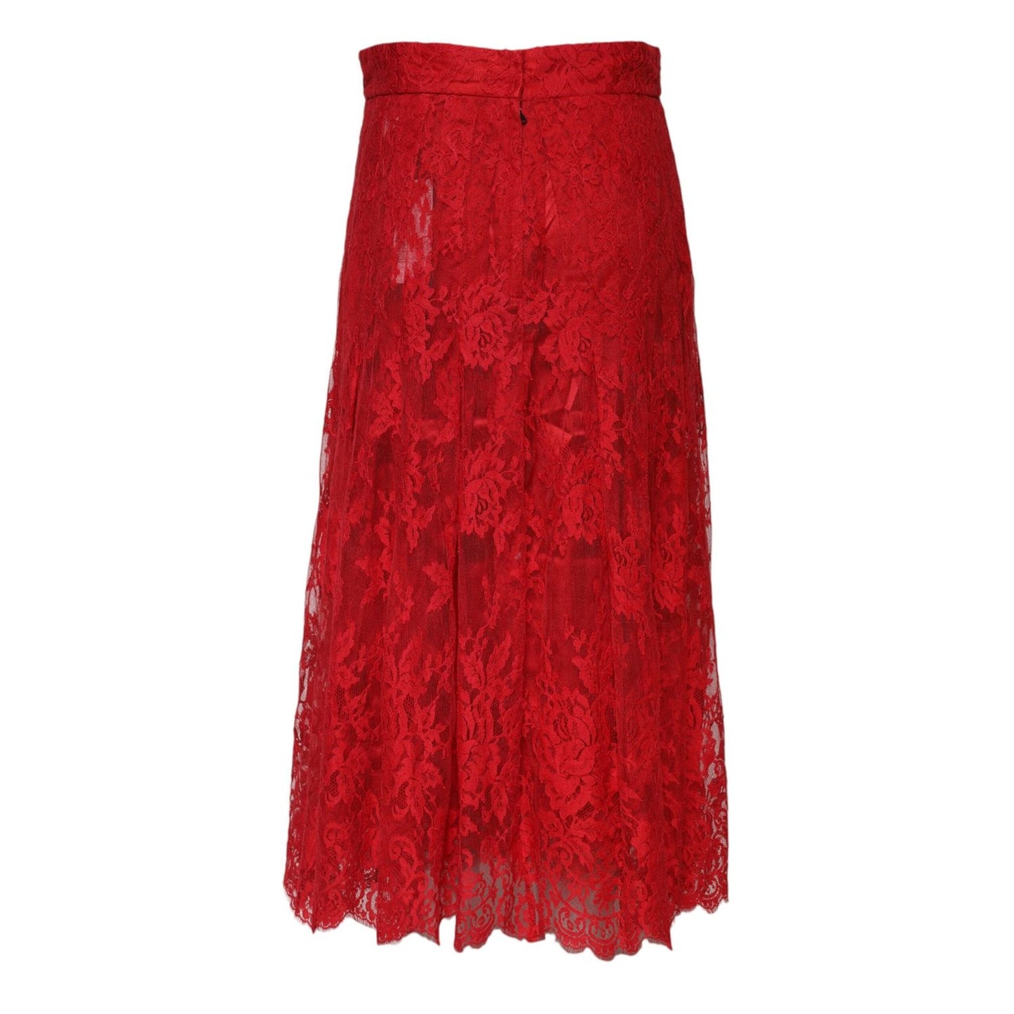 Dolce & Gabbana Red Cotton Floral Lace A-line Long Maxi Skirt SKI2139-44