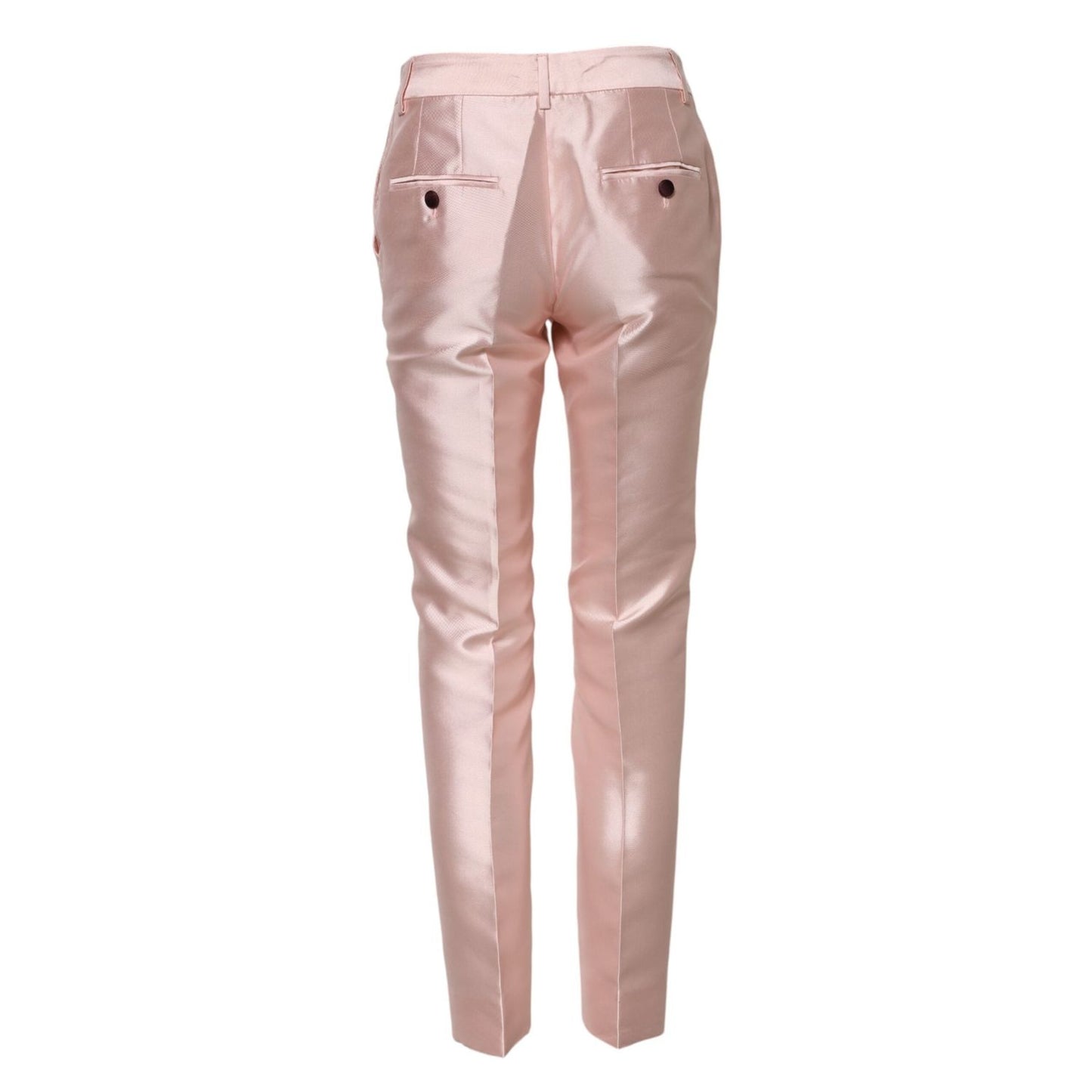 Dolce & Gabbana Pink Satin High Waist Tapered Pants PAN75123-36