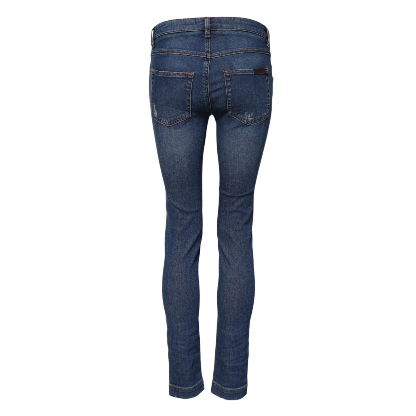 Dolce & Gabbana Blue Cotton Low Waist Skinny Denim Jeans PAN75967-36