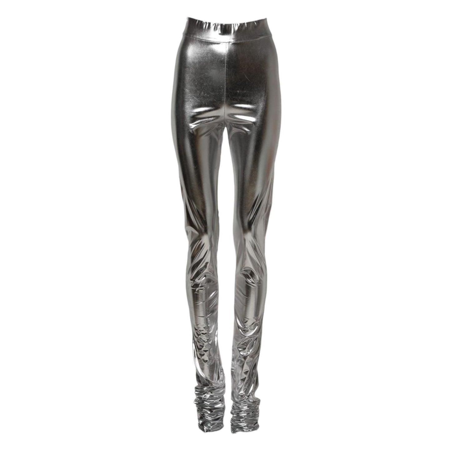 Dolce & Gabbana Metallic Silver Polyester Slim Fit Leggings Pants PAN76149-38