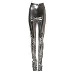 Dolce & Gabbana Metallic Silver Polyester Slim Fit Leggings Pants PAN76149-38