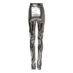Dolce & Gabbana Metallic Silver Polyester Slim Fit Leggings Pants PAN76149-38