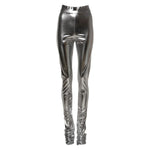 Dolce & Gabbana Metallic Silver Polyester Slim Fit Leggings Pants PAN76149-38