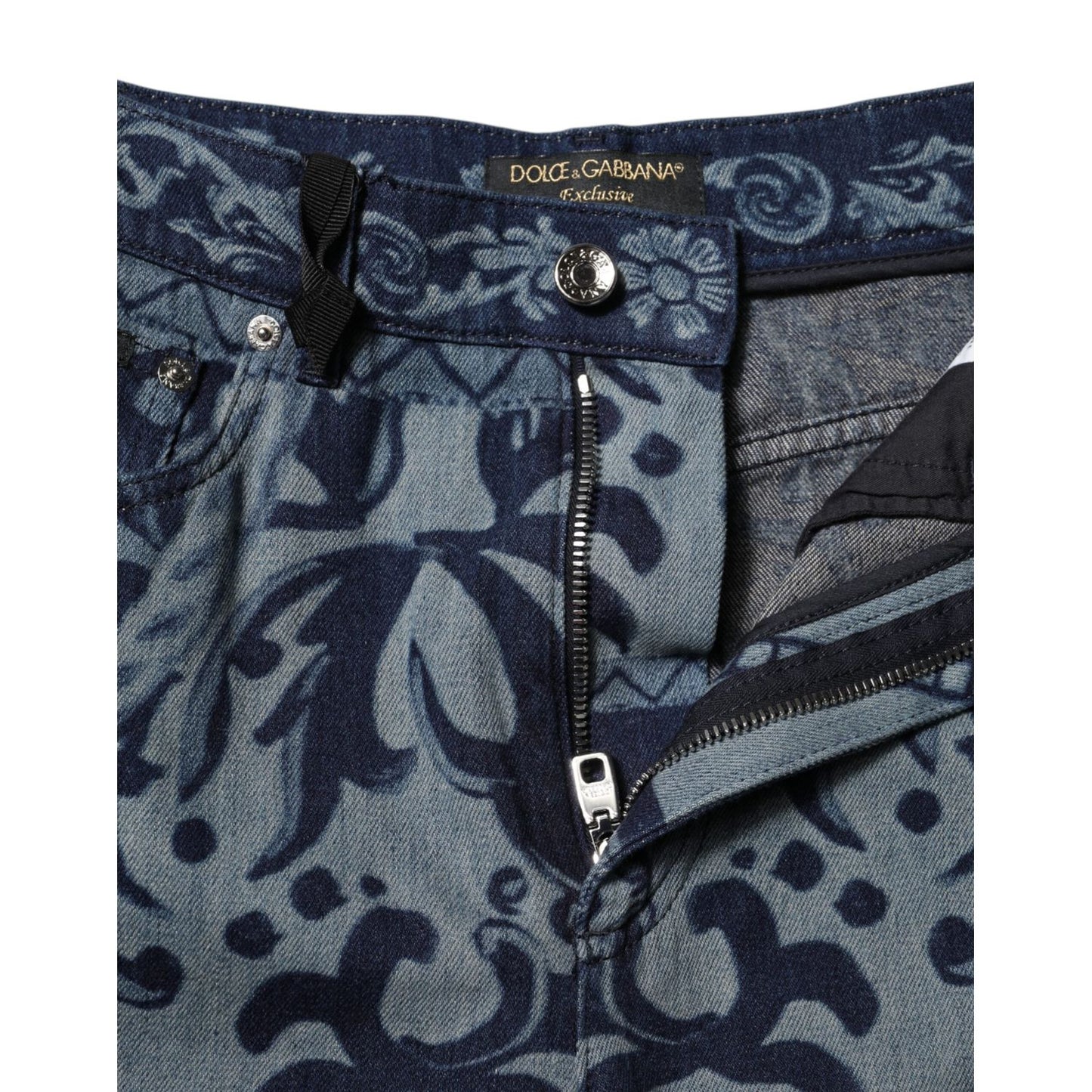 Dolce & Gabbana Blue Graphic Print Tapered Denim Jeans PAN76483-38