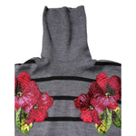 Dolce & Gabbana Gray Floral Embroidery Pullover Sweater TSH86606-36